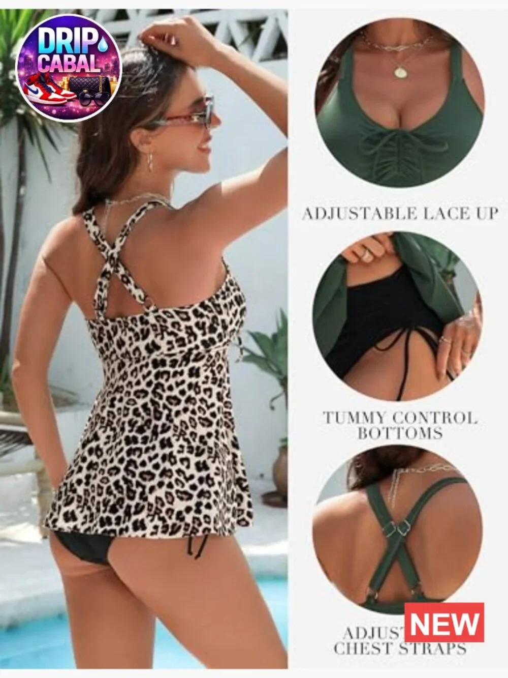 Tankini Swimsuit Tummy Control Two Piece with Bottoms